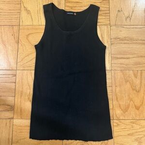Black Cotton Magaschoni Scoop Neck Ribbed Tank Top